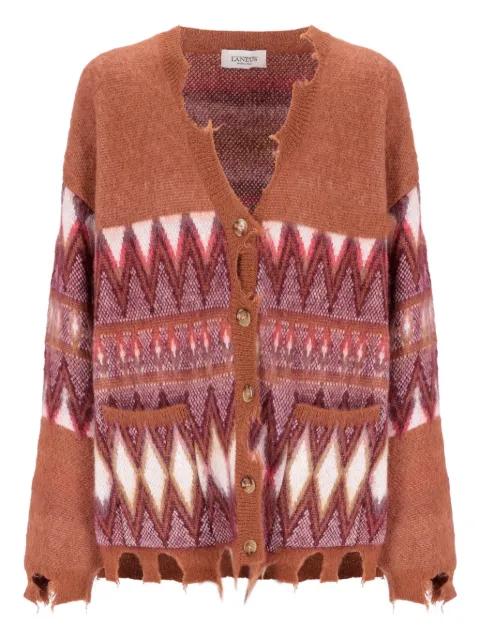 frayed pattern cardigan by LANEUS