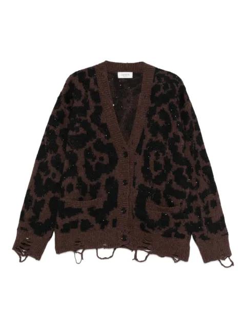 leopard distressed cardigan by LANEUS