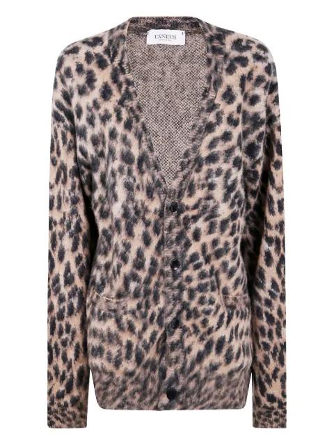 leopard-print button-up cardigan by LANEUS