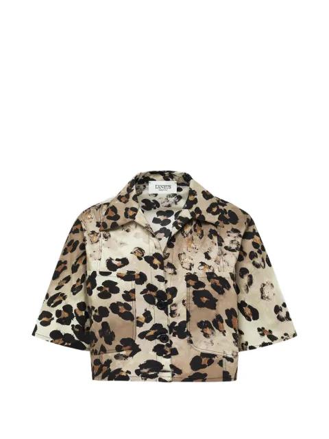 leopard-print patch-pocket shirt by LANEUS
