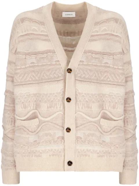 patterned intarsia-knit cardigan by LANEUS