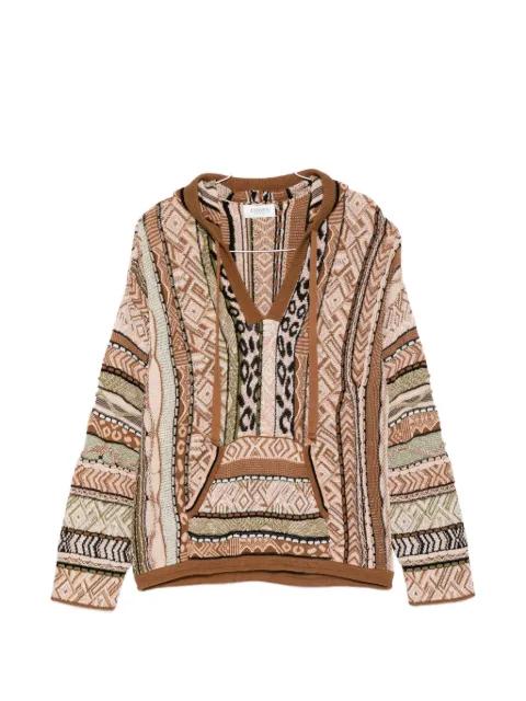 patterned knitted hoodie by LANEUS