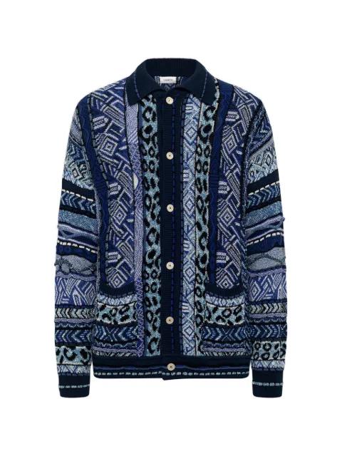 patterned polo cardigan by LANEUS