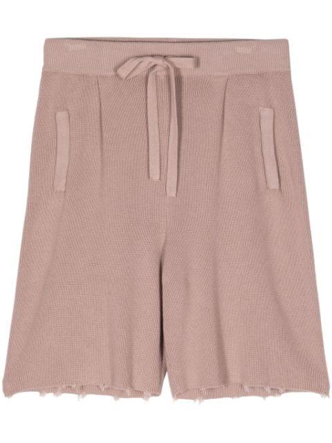 raw-edge cotton shorts by LANEUS