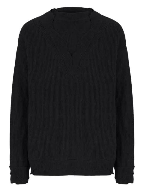 ribbed V-neck sweater by LANEUS