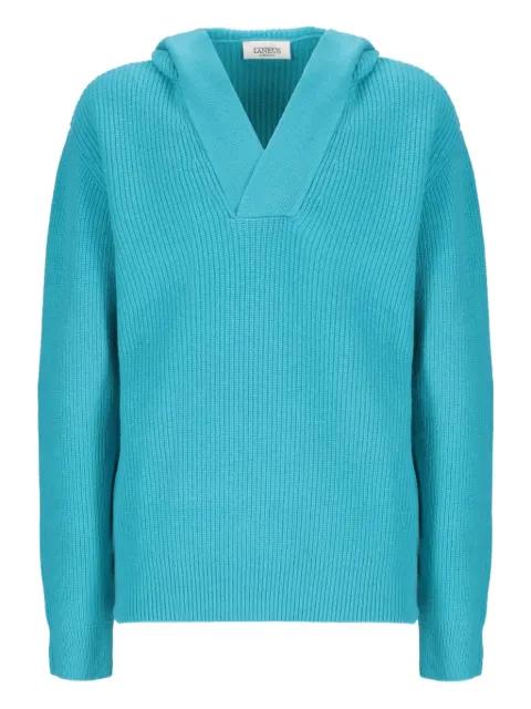 ribbed hoodied sweater by LANEUS