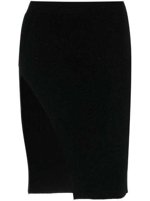 ribbed-knit asymmetric midi skirt by LANEUS