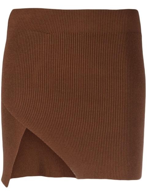 ribbed-knit asymmetric miniskirt by LANEUS