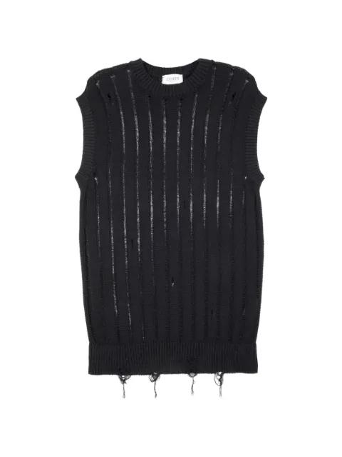 ripped knitted vest by LANEUS