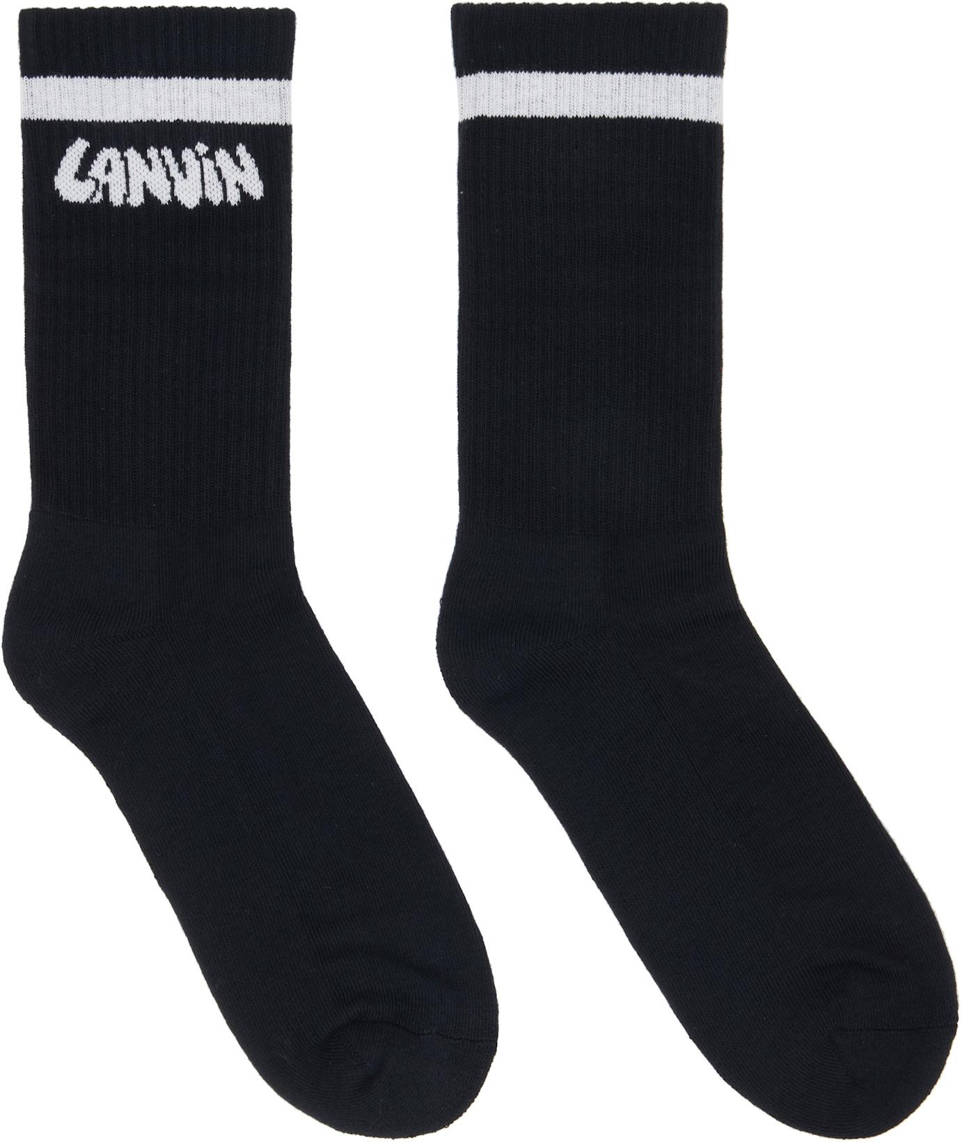 Black 'Lanvin' Cotton Socks by LANVIN