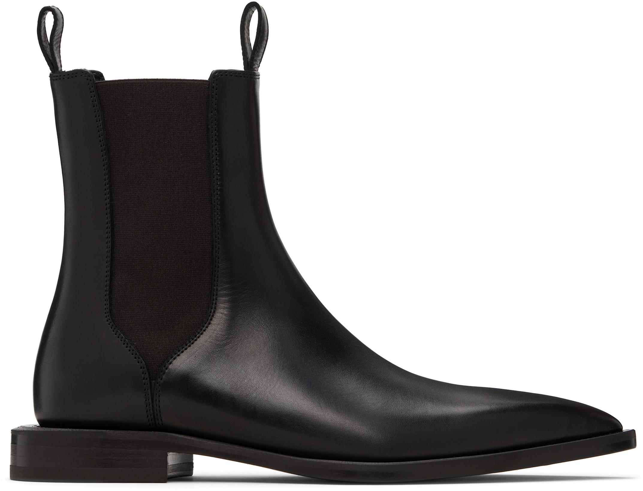 Black Pointed Toe Chelsea Boots by LANVIN