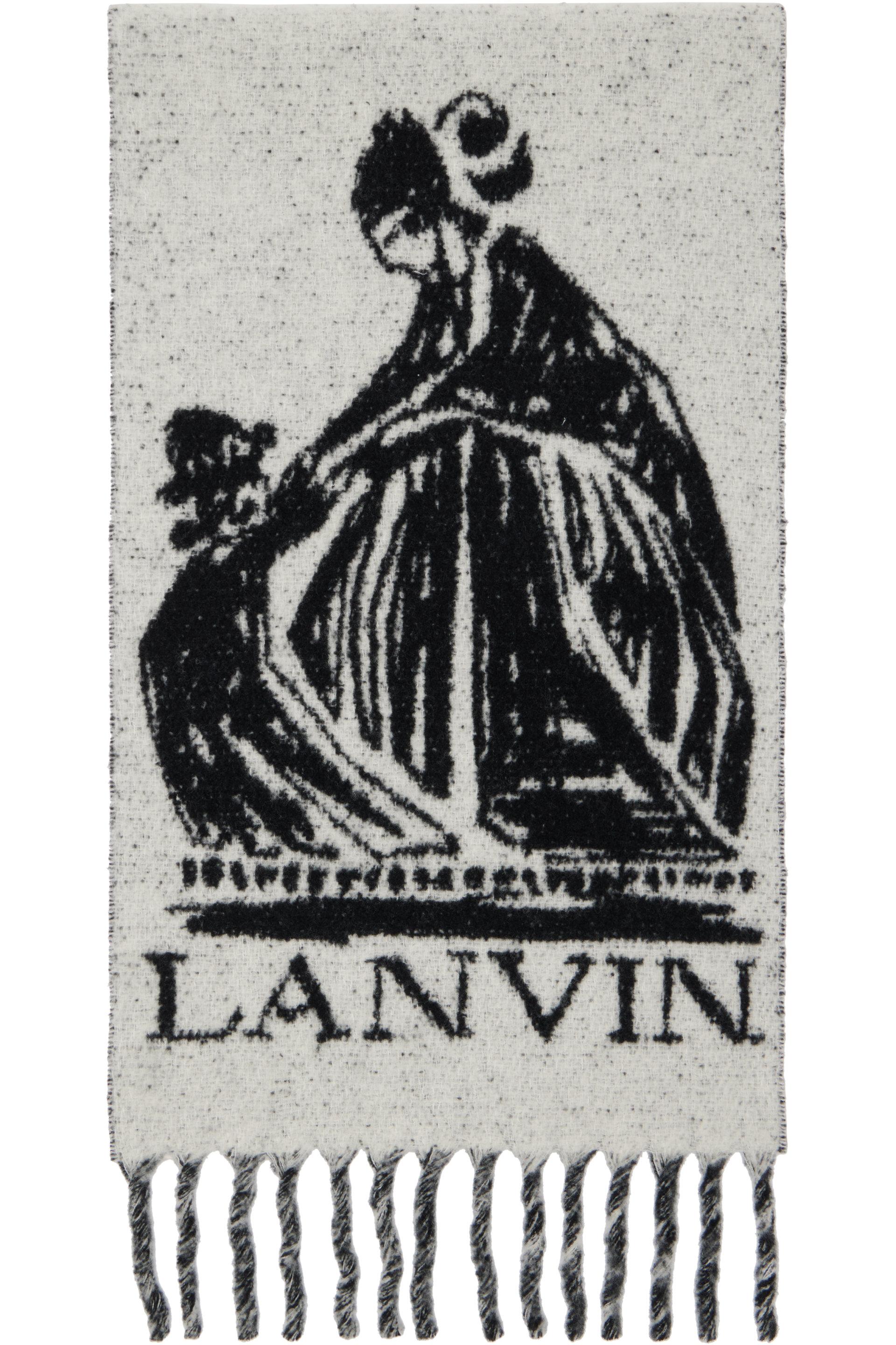 Black & Gray Mother & Daughter Wool Scarf by LANVIN