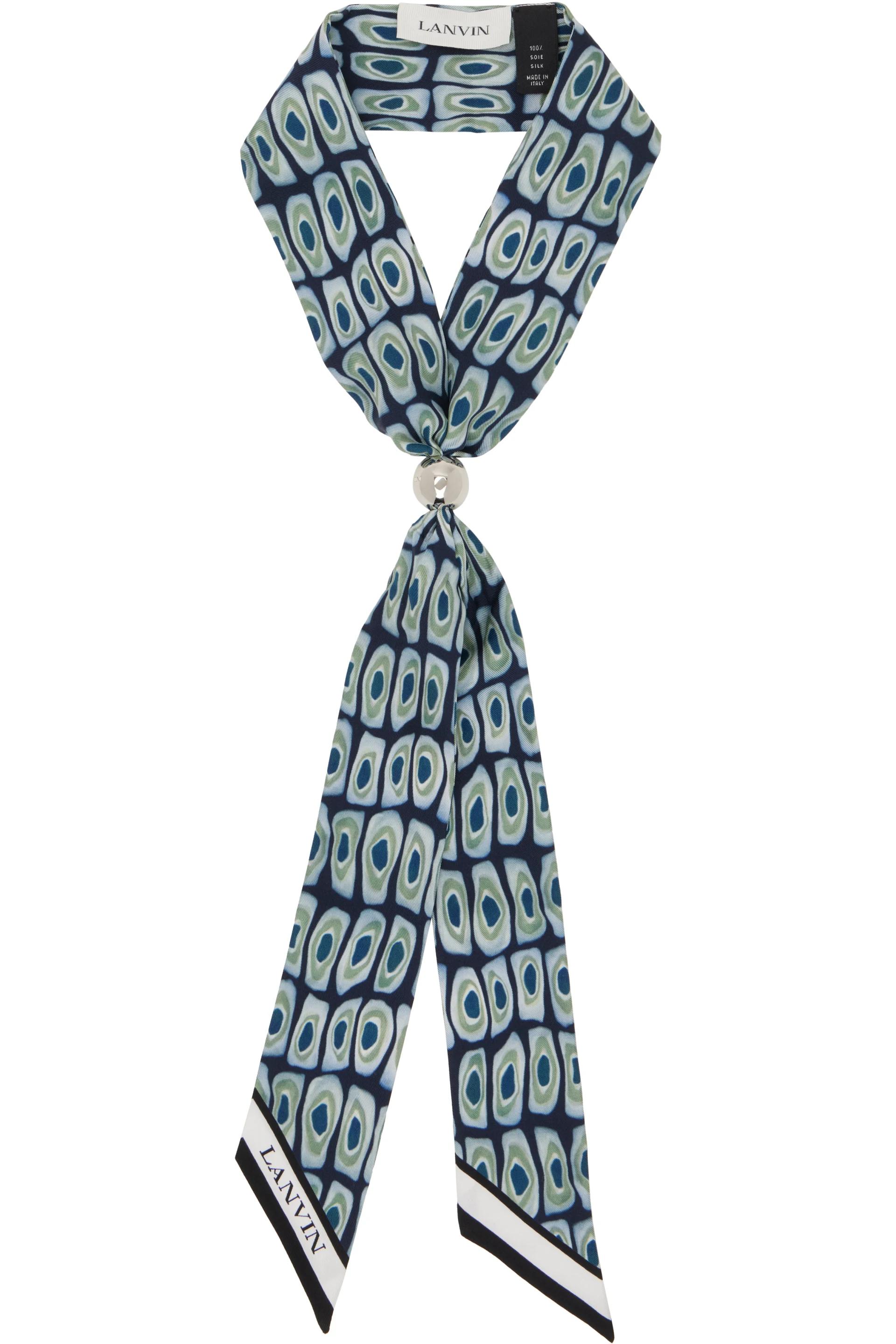 Blue Murano Print Silk Twilly Scarf by LANVIN