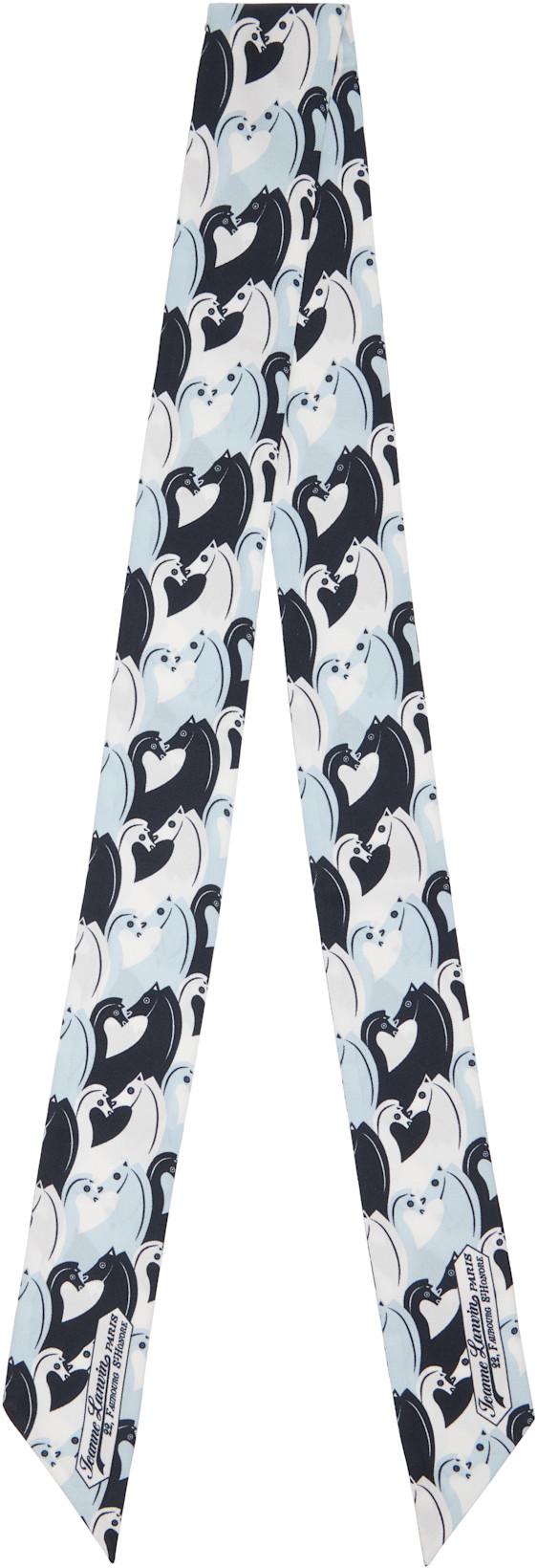 Blue Small Horse Bandeau Scarf by LANVIN