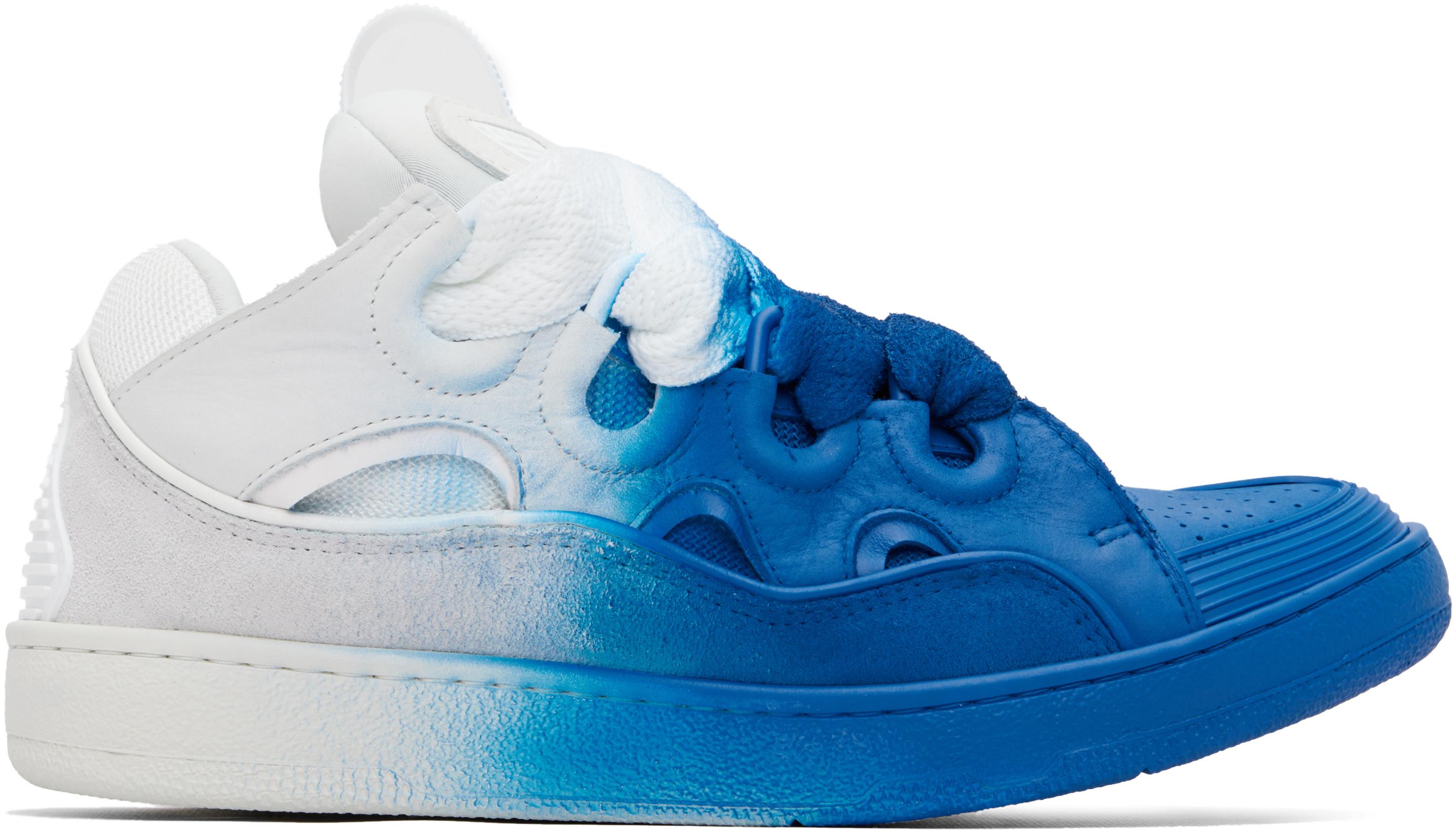 Blue & Off-White Spray Curb Sneakers by LANVIN