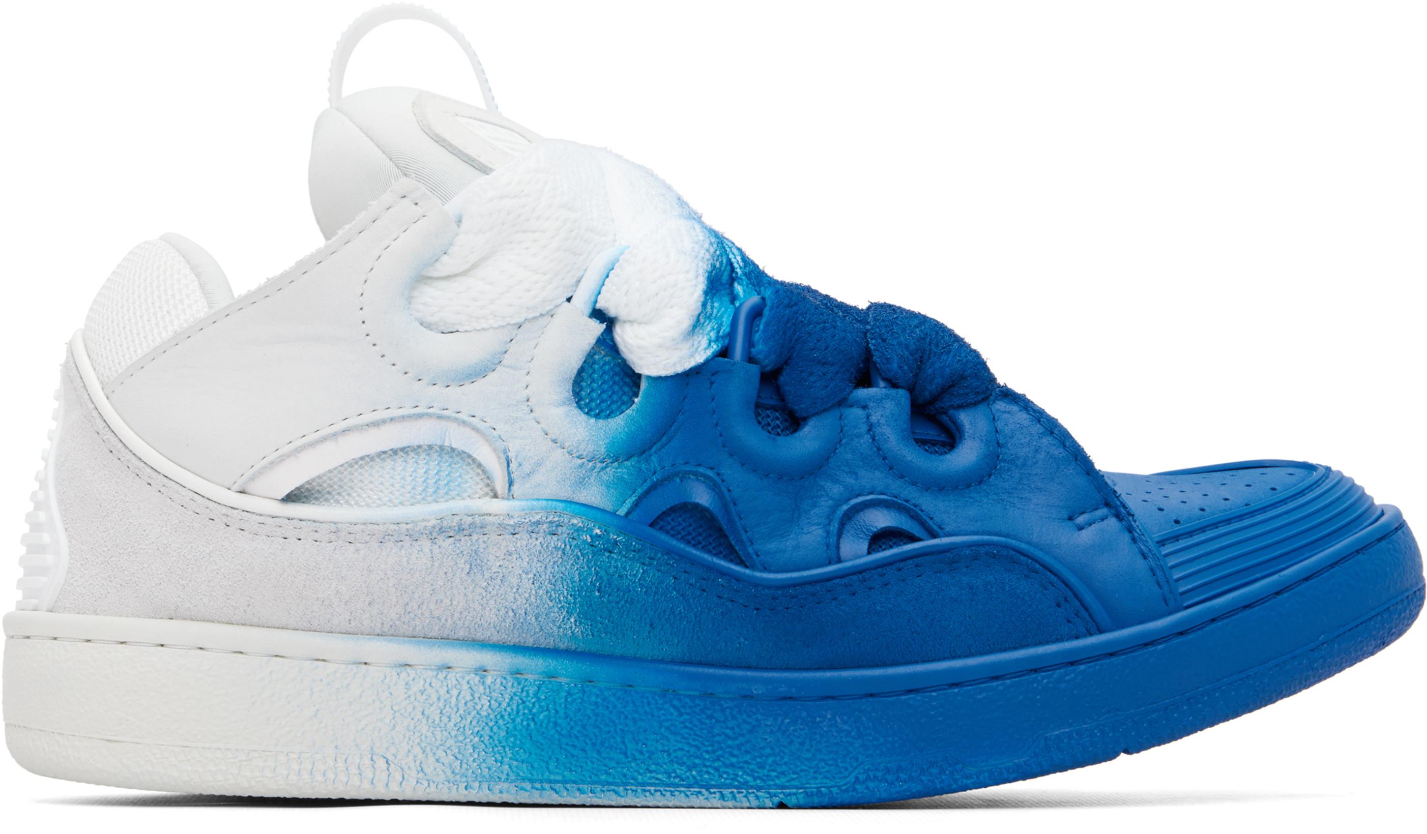 Blue & Off-White Spray Curb Sneakers by LANVIN