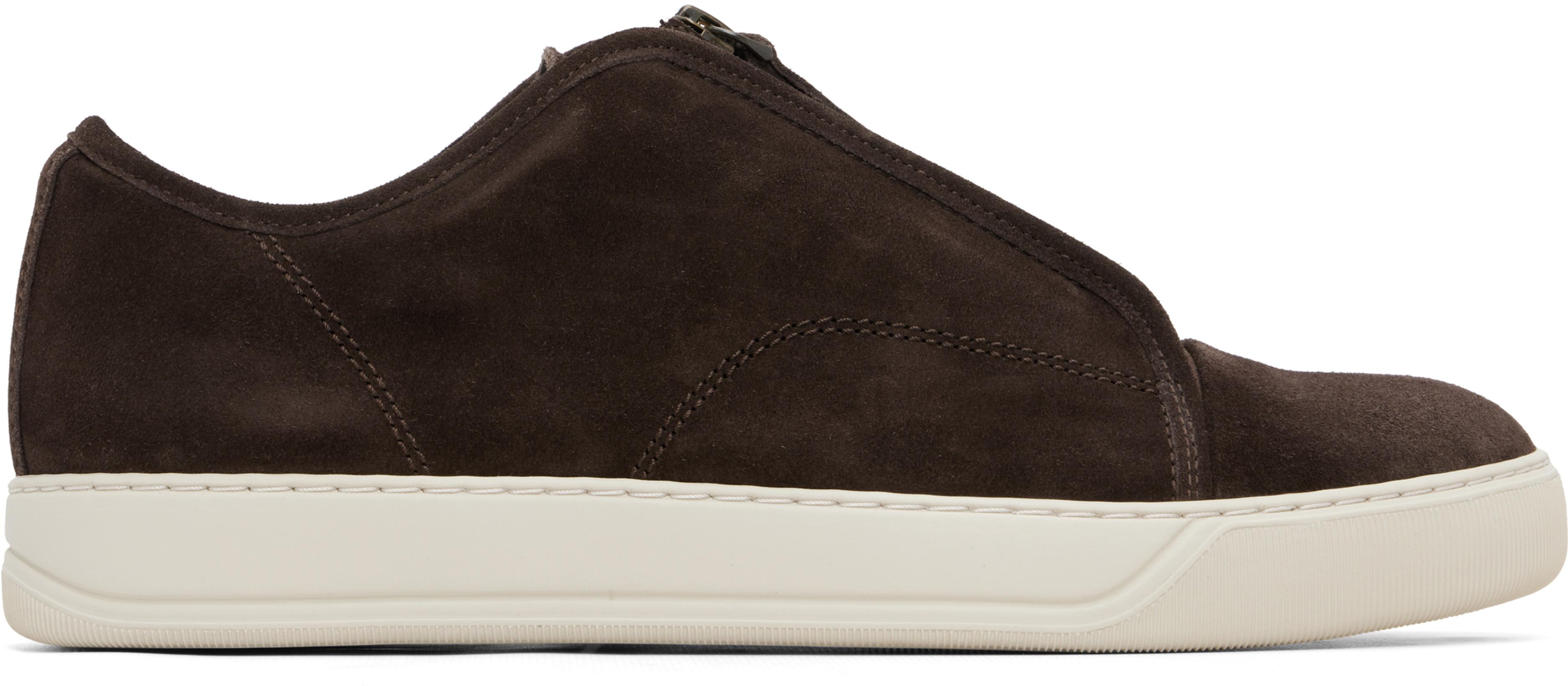 Brown DBB1 Suede Zip Sneakers by LANVIN