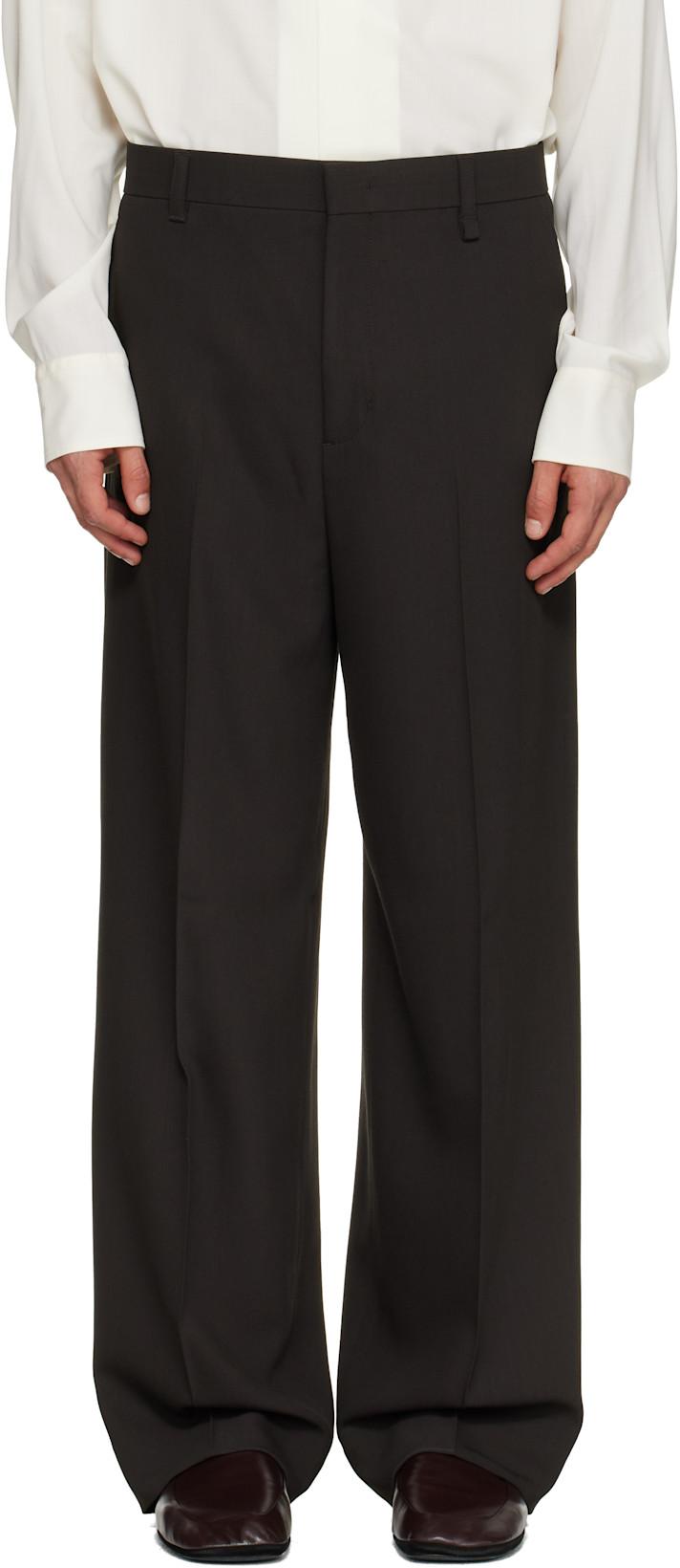 Brown Loose-Fit Tailored Trousers by LANVIN
