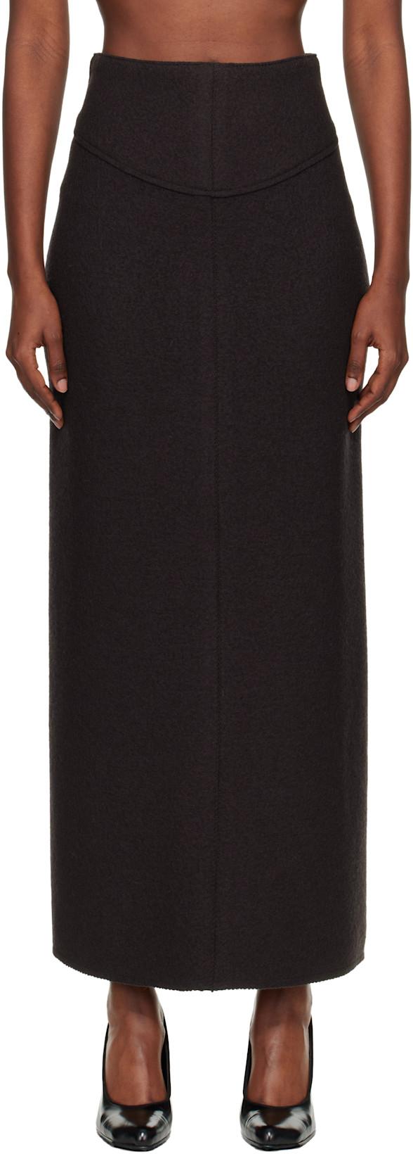 Brown Pencil Maxi Skirt by LANVIN
