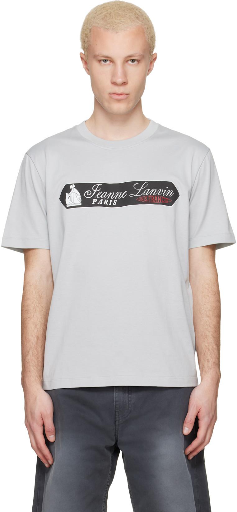 Gray Printed 'Lanvin Signature Label' T-shirt by LANVIN