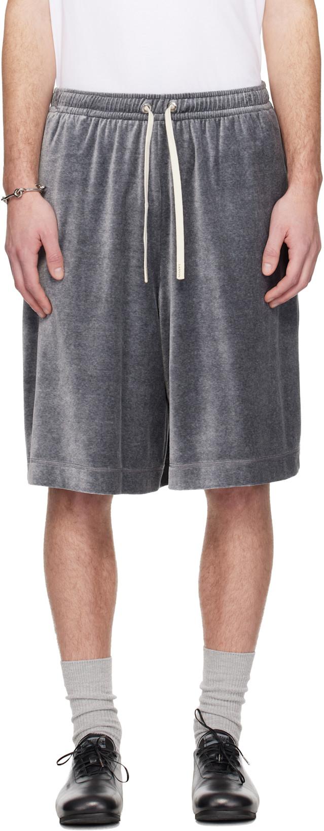 Gray Velvet Bermuda Shorts by LANVIN
