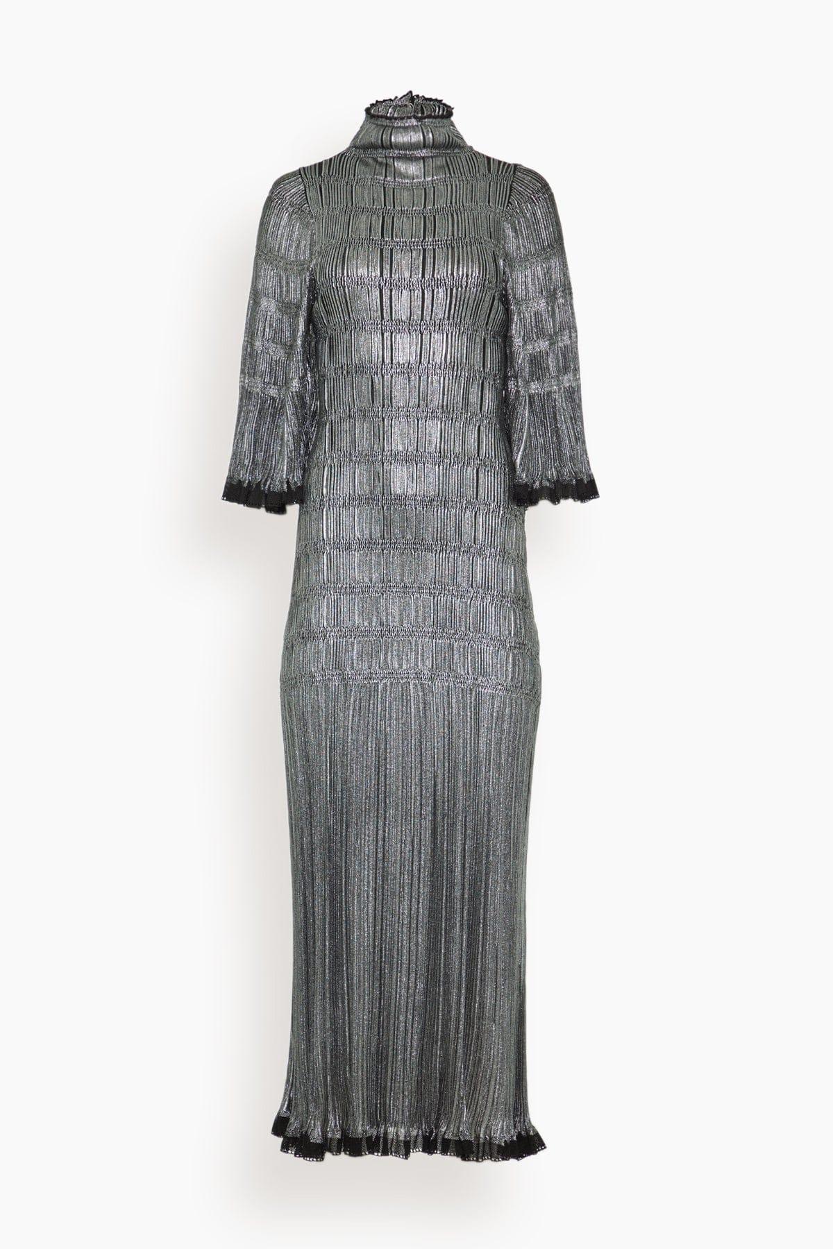 High-Neck Midi Dress in Black by LANVIN