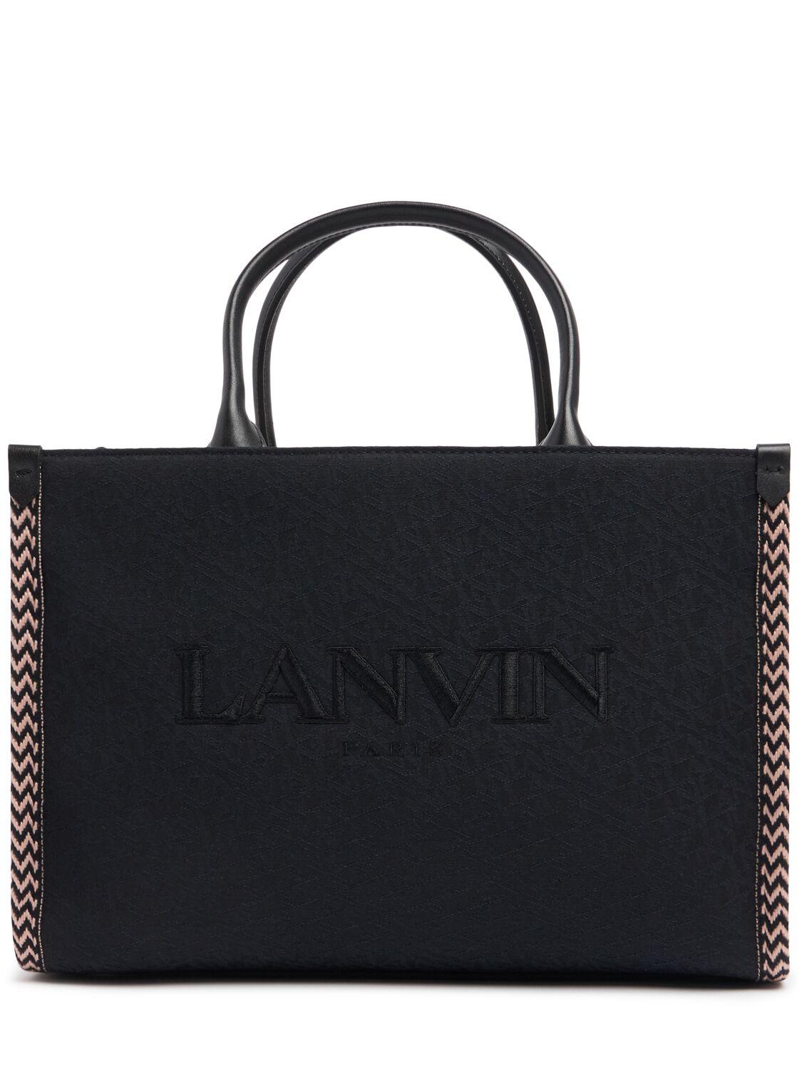 Logo Cotton Blend Tote Bag by LANVIN