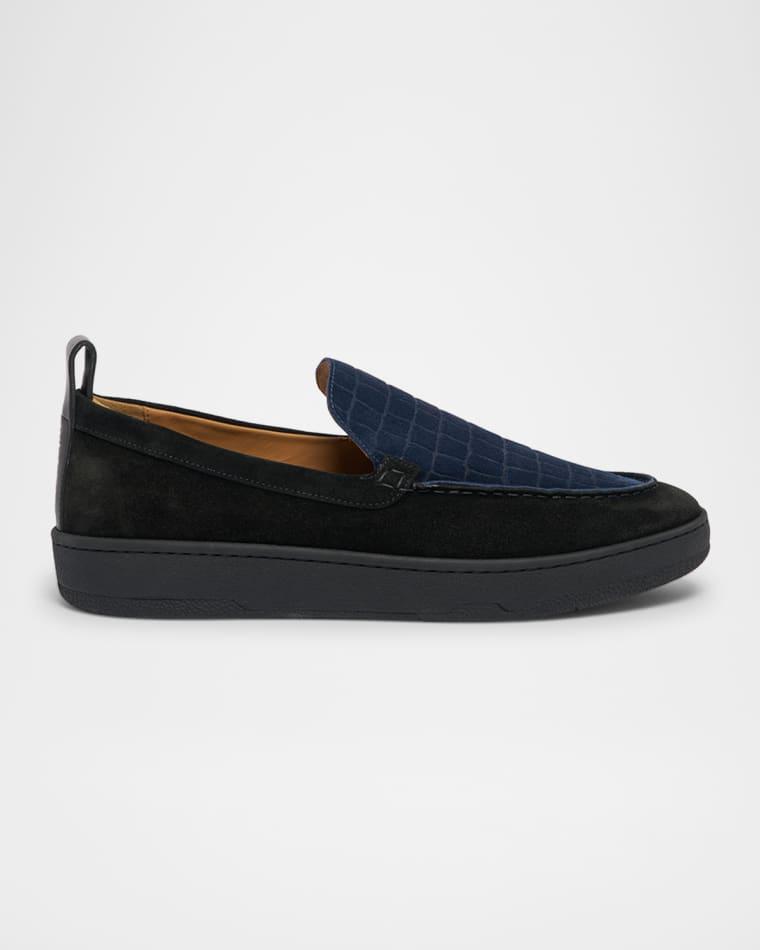 Men's Croco-Embossed Suede Moccasins by LANVIN