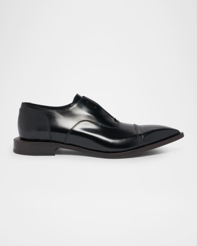 Men's Point-Toe Laceless Leather Oxfords by LANVIN