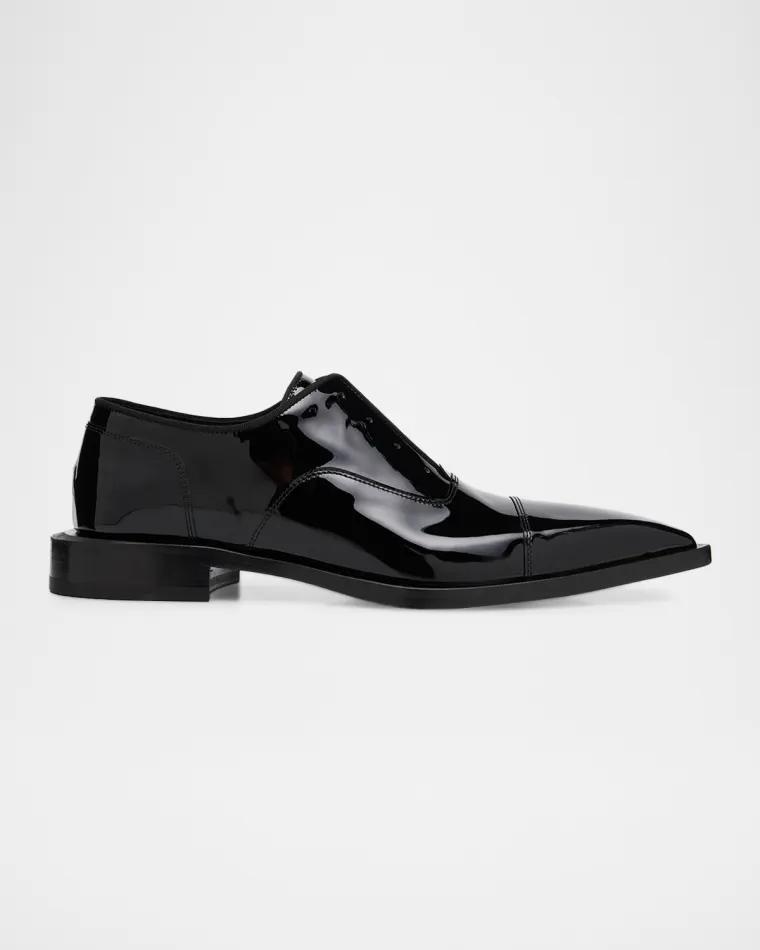 Men's Point-Toe Laceless Leather Oxfords by LANVIN