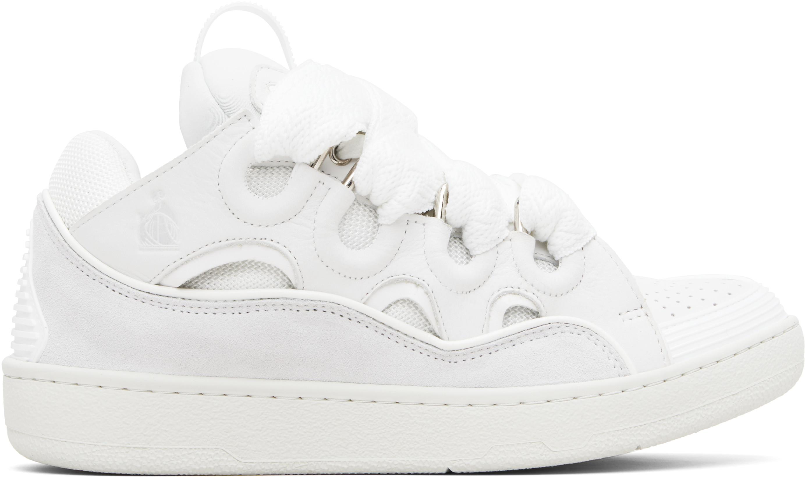 Off-White Leather Curb Sneakers by LANVIN