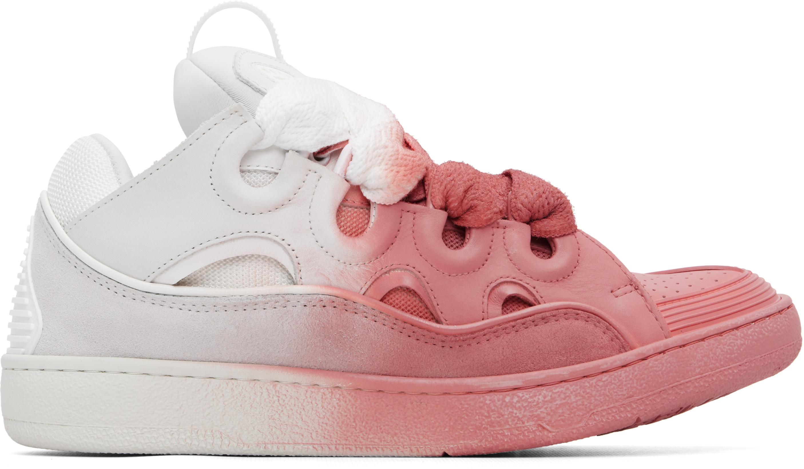 Pink & Off-White Spray Curb Sneakers by LANVIN