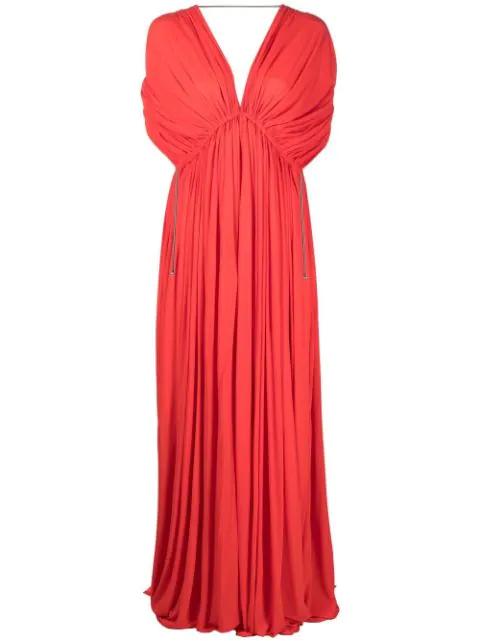 V-neck pleated gown by LANVIN