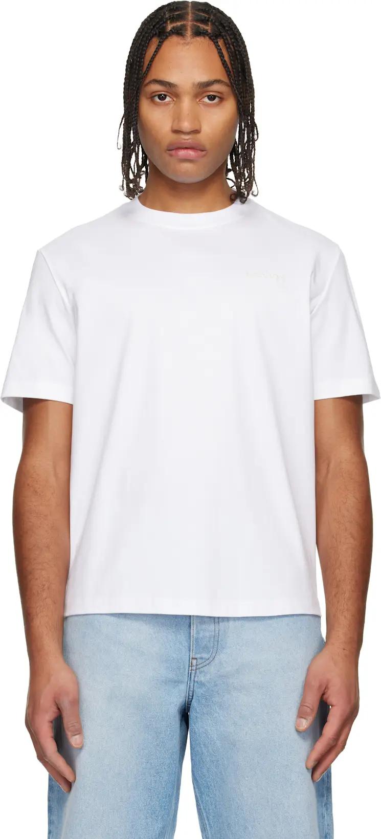 White Bouclette Logo T-shirt by LANVIN