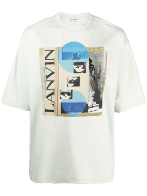 White Graphic Print Short Sleeve T-shirt by LANVIN