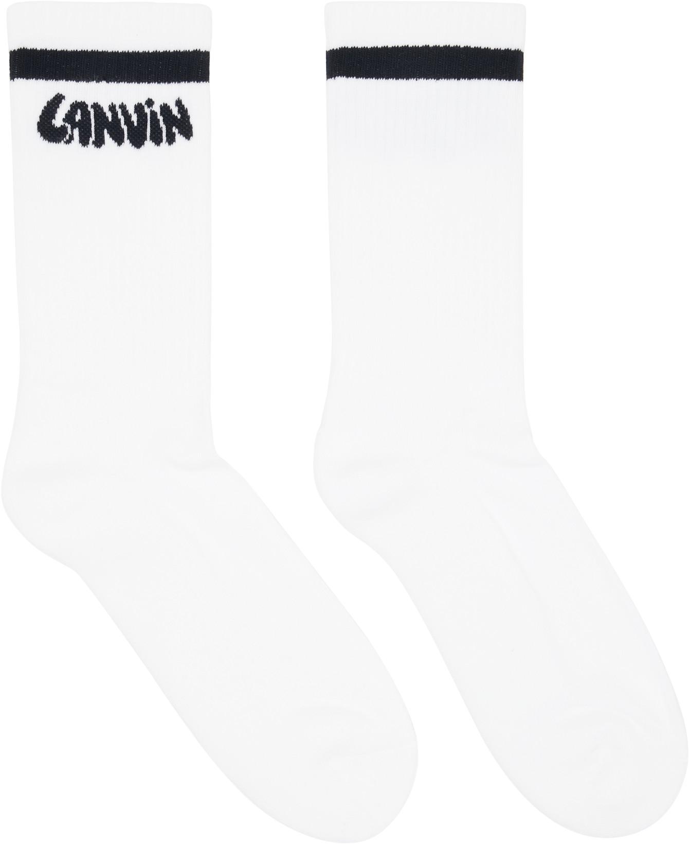 White 'Lanvin' Cotton Socks by LANVIN