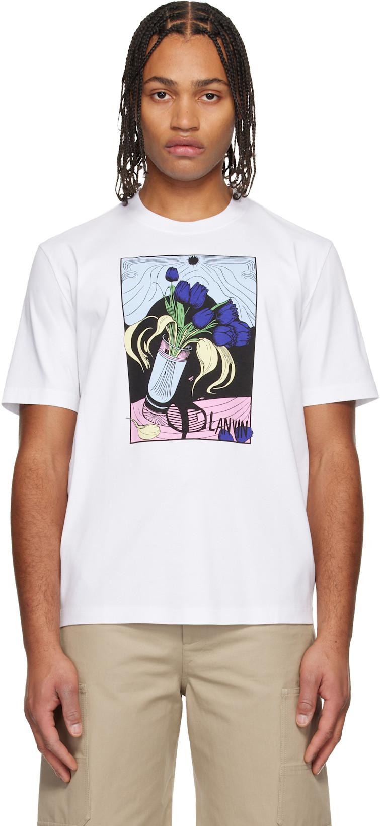 White Vase Print T-shirt by LANVIN