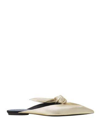 Women's MIDNIGHT STEP BOW MULE IN METALLIC LEATHER by LANVIN