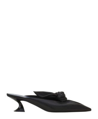 Women's Midnight Step Bow Leather Mule With Heel by LANVIN