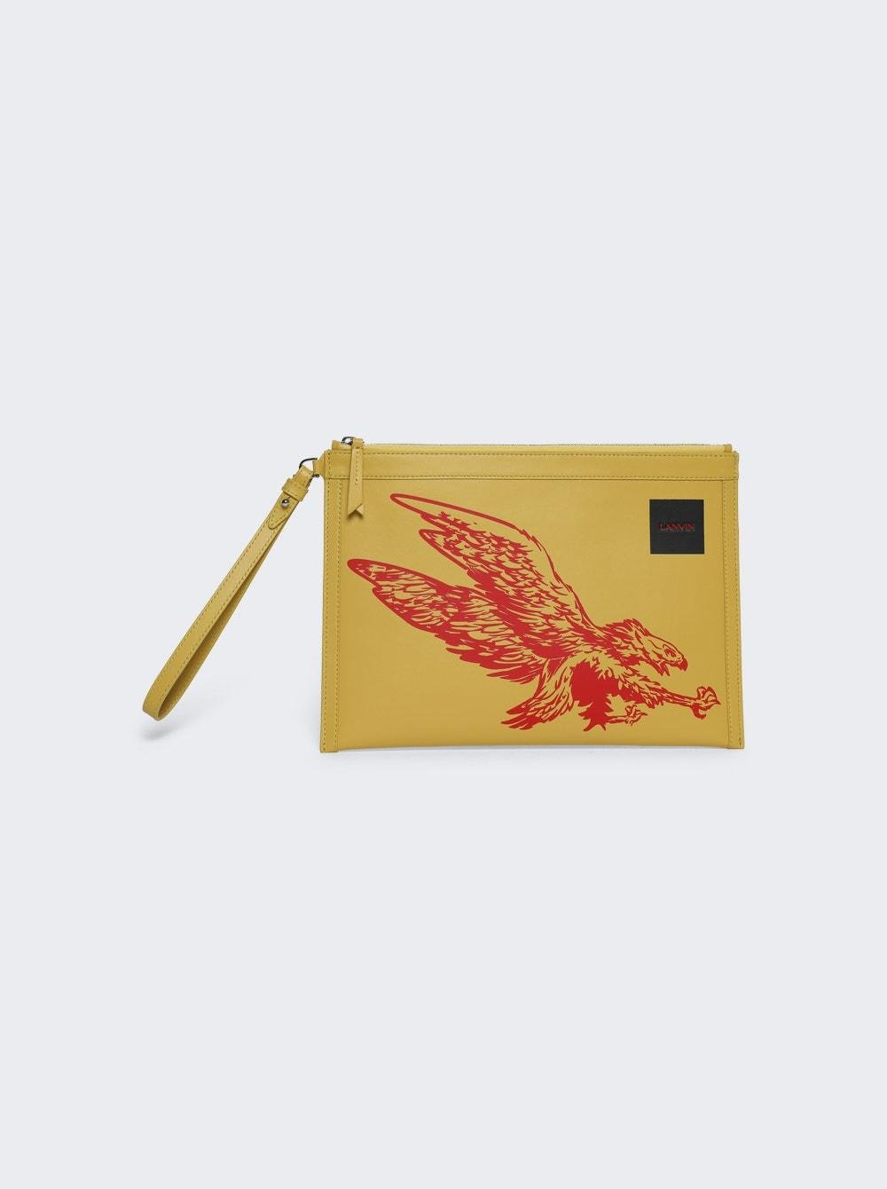 X Future Zipped Flat Pouch With Eagle Print Bright Orange  | The Webster by LANVIN