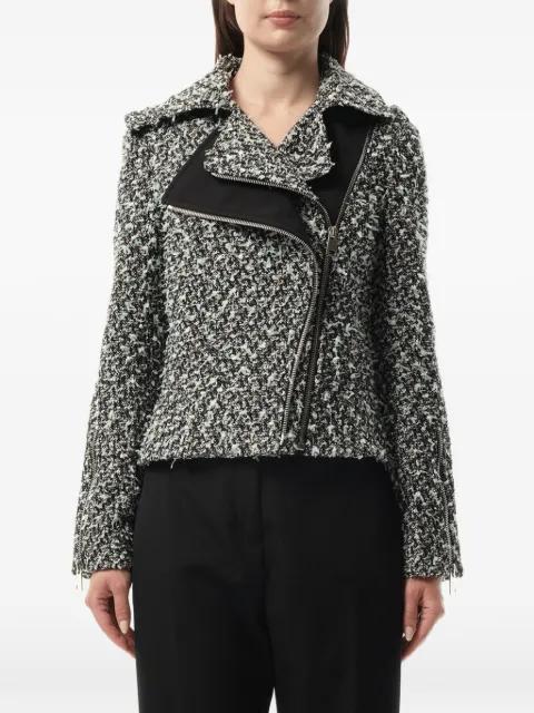 asymmetric-zip tweed jacket by LANVIN