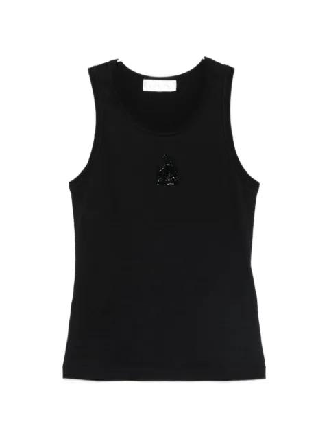 beaded-logo ribbed tank top by LANVIN