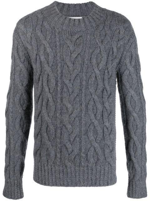 cable-knit merino wool-blend jumper by LANVIN