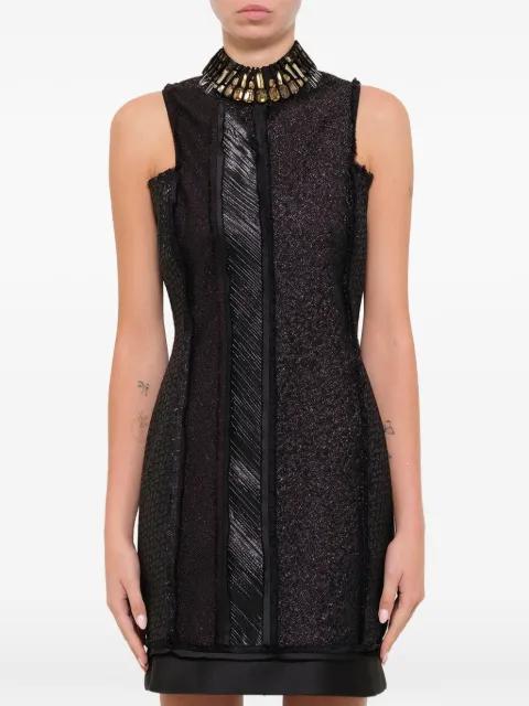 crystal-embellished frayed-detail mini dress by LANVIN