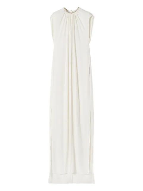 embellished-neck gathered maxi dress by LANVIN