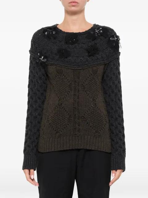 embroidered cable-knit sweater by LANVIN