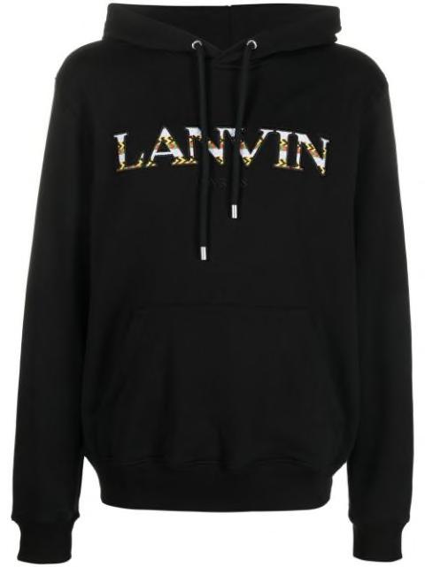 embroidered-logo pouch-pocket hoodie by LANVIN