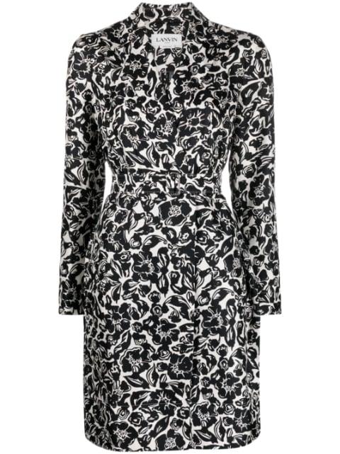 floral-print belted silk dress by LANVIN