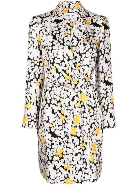 floral-print belted wrap dress by LANVIN