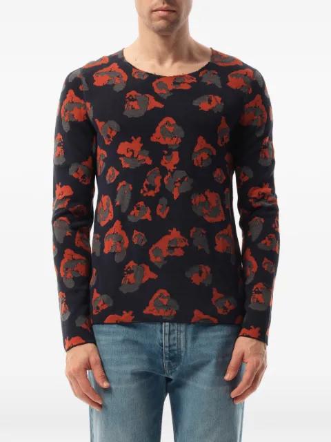 leopard jacquard raw-edge sweater by LANVIN